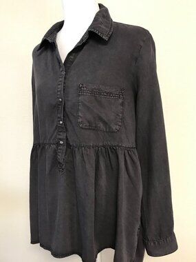 Aqua 100% Tencel Babydoll Button Front Top – Size Small
